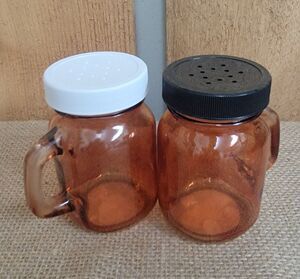 Mason Jar Salt And Pepper Shakers Fall Orange Amber Color